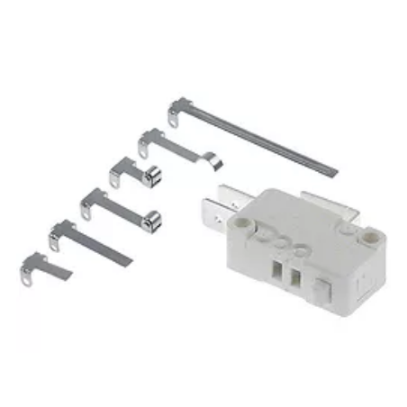 ikroschalter mit Hebelsatz 250 V 16 A 1CO L1 27,8 mm Anschluss Flachstecker 6,3mm weiß  348041