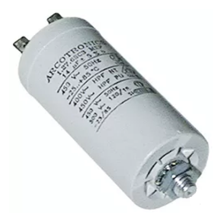 Betriebskondensator 450 V Kunststoff M8 Anschluss Flachstecker 6,3mm ø 35 mm L 69 mm
