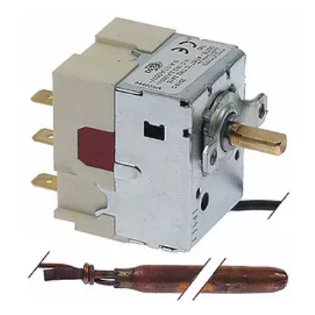 Thermostat IMIT Arbeitsbereich 38-87°C 3-polig 2CO 16A Fühler ø 6,5mm Fühler L 112mm, 391099, TRZ 3415, 544023, T80